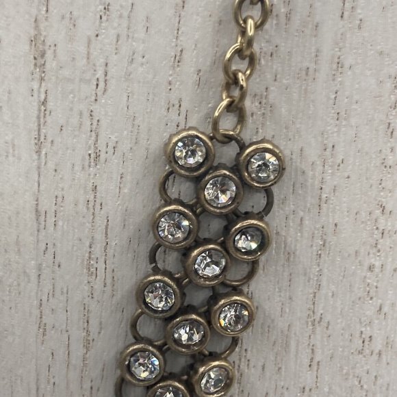 J.Crew Rhinestone Link Necklace 17" Gold tone Crystals collar Bib Cluster - Picture 6 of 9